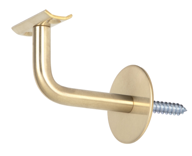 TC100 PVD Brushed Brass Handrail Bracket Curved Top